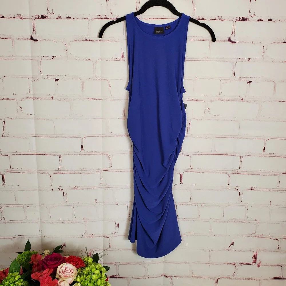 Free Press Side Ruched Tank Knit Mini Dress Blue S - Picture 7 of 8